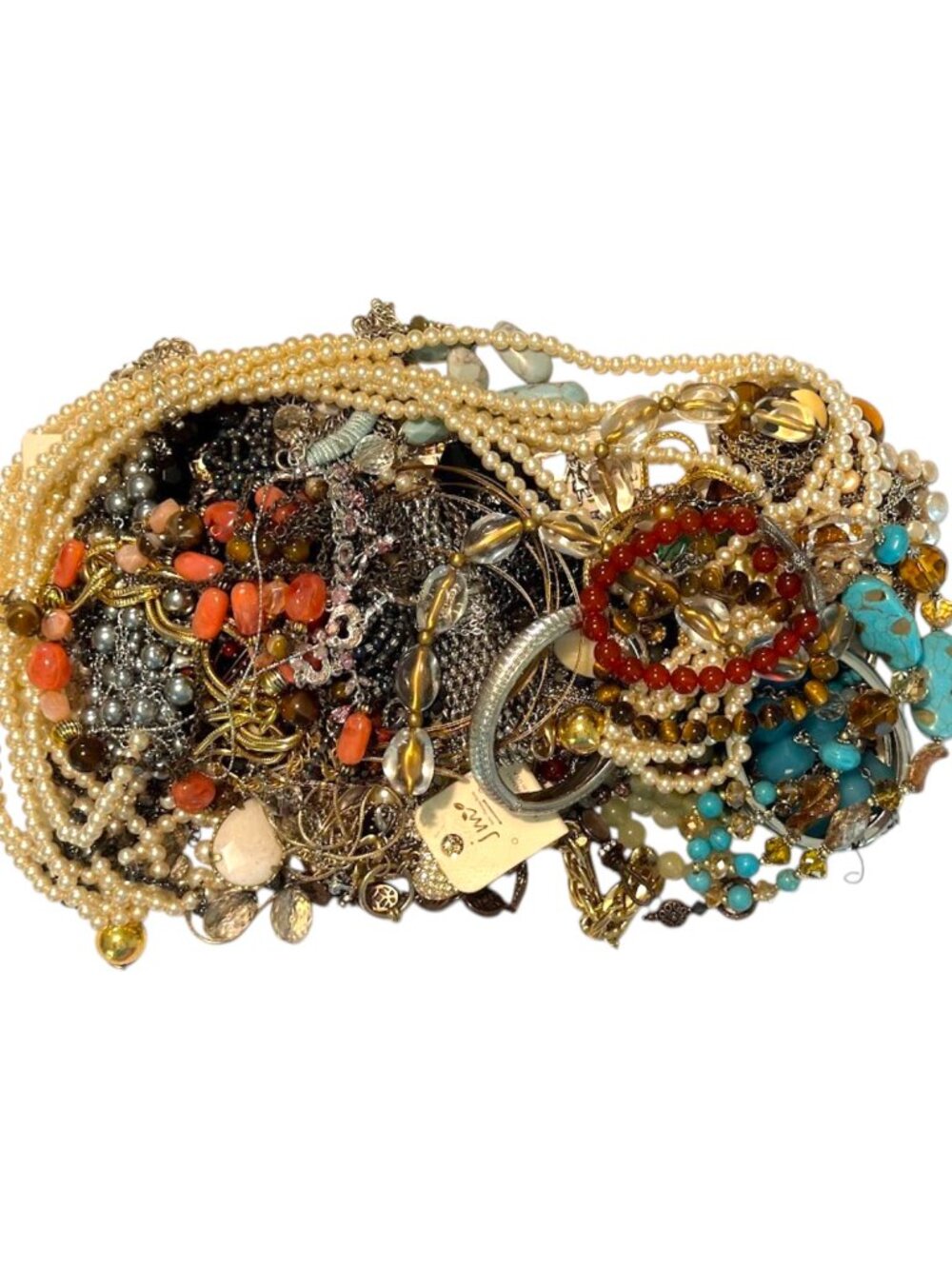 Vintage Jewelry Lot Wearable Earrings, Necklace, Natural Stones Bracelets 3.5 lb
